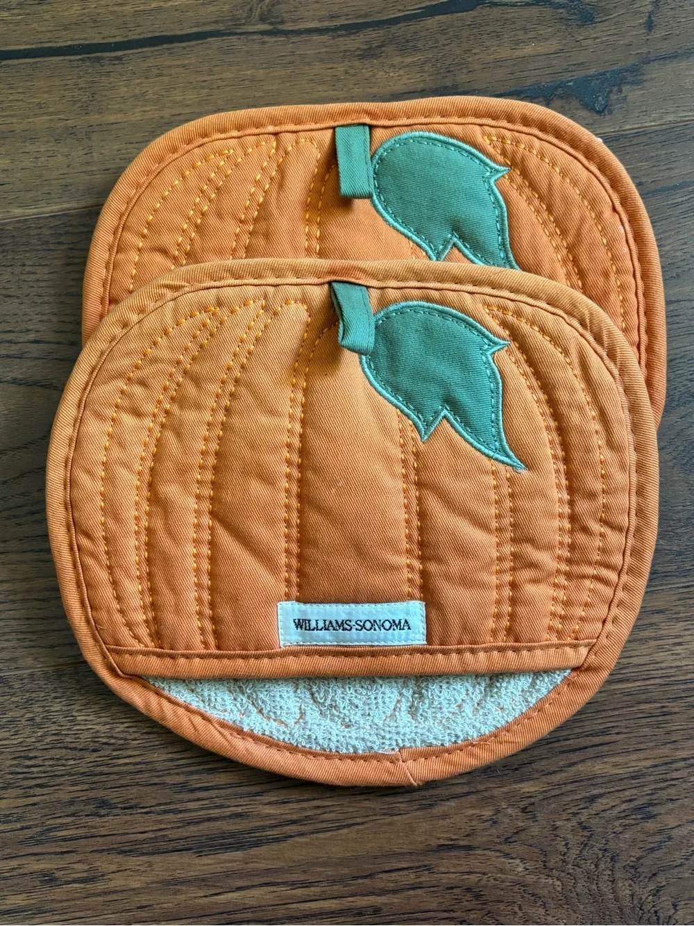 Williams Sonoma Orange Pumpkin Potholders